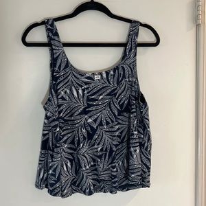 Volcom Flowy Palm Crop Tank Top - Size M - Navy/White